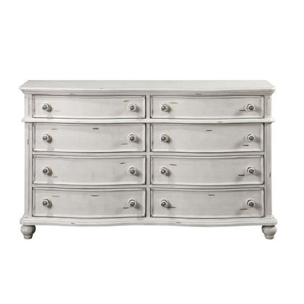 Jaqueline - Dresser - Light Gray Linen & Antique White Finish ACME 