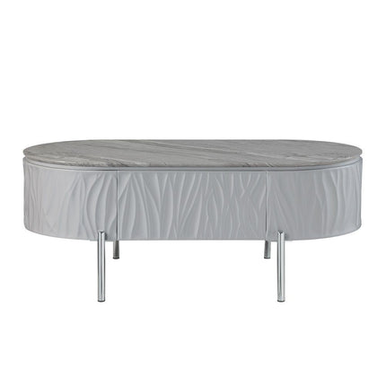 Yukino - Coffee Table - Gray High & Chrome ACME 