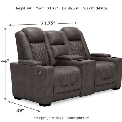 Hyllmont - Gray - Pwr Rec Loveseat/Con/Adj Hdrst Ashley Furniture 