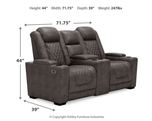 Hyllmont - Gray - Pwr Rec Loveseat/Con/Adj Hdrst Ashley Furniture 