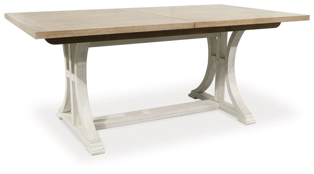 Shaybrock - Antique White / Brown - Rectangular Dining Room Extension Table Benchcraft® 