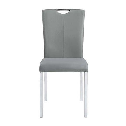 Pagan - Side Chair (Set of 2) - Gray PU & Chrome Finish ACME 