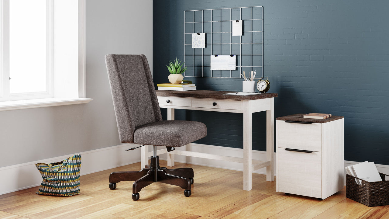 Dorrinson - White / Black / Gray - Home Office Desk - 2-drawer - Tony's Home Furnishings