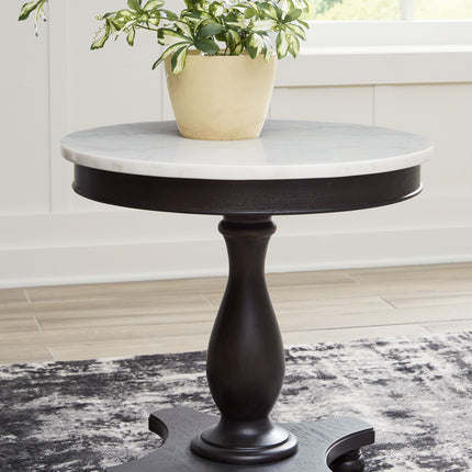 Henridge - Black / White - Accent Table With Pedestal Base Signature Design by Ashley® 