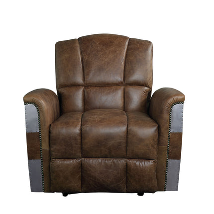 Brancaster - Recliner - Retro Brown Top Grain Leather & Aluminum ACME 