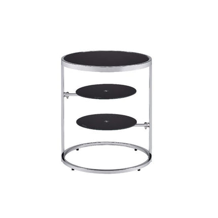 Lynch - Accent Table - Black & Chrome Finish ACME 