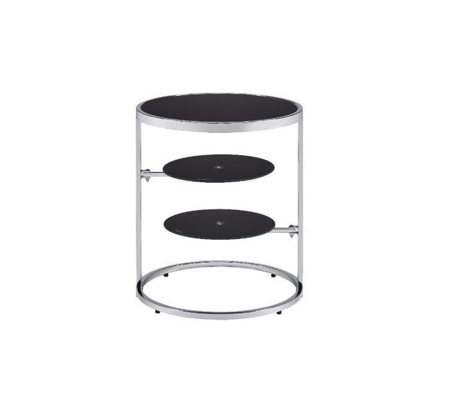 Lynch - Accent Table - Black & Chrome Finish ACME 