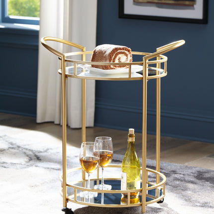 Wynora - Gold - Bar Cart Ashley Furniture 
