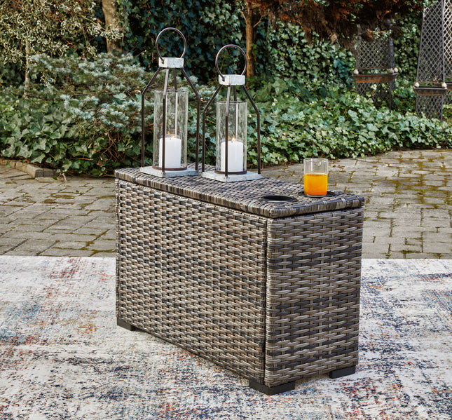 Harbor Court - Gray - Console With Drink Holders Signature Design by Ashley® 