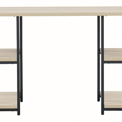 Waylowe - Natural / Black - Home Office Desk - Double-Shelf Pedestal Signature Design by Ashley® 