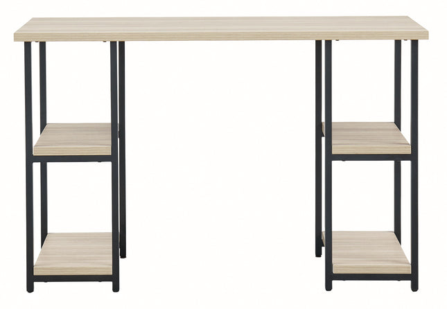 Waylowe - Natural / Black - Home Office Desk - Double-Shelf Pedestal Signature Design by Ashley® 