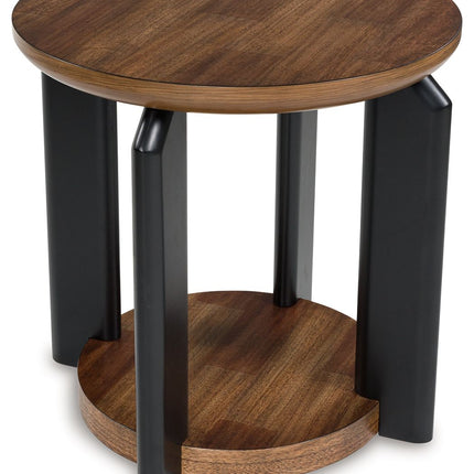 Kraeburn - Brown / Black - Round End Table Signature Design by Ashley® 