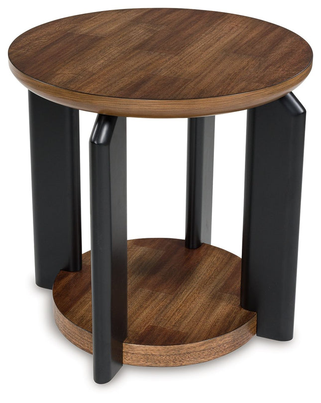 Kraeburn - Brown / Black - Round End Table Signature Design by Ashley® 