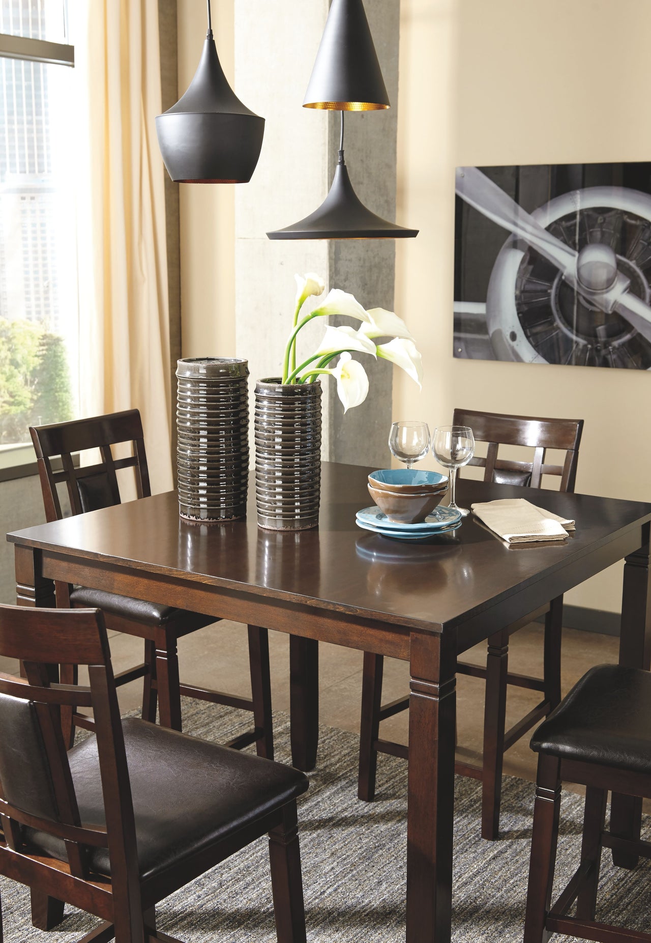 Bennox - Brown - Drm Counter Table Set (Set of 5) - Tony's Home Furnishings
