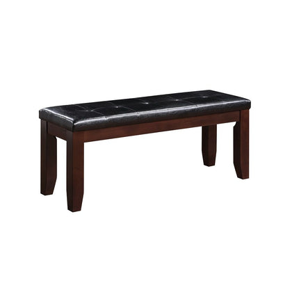 Urbana - Bench - Black Synthetic Leather & Cherry Finish ACME 