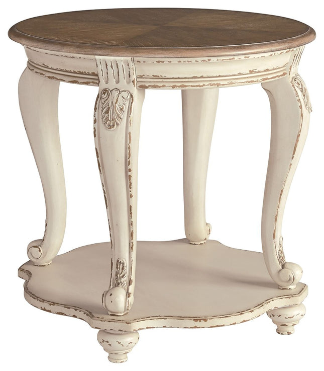 Realyn - White / Brown - Round End Table Ashley Furniture 