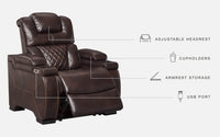 Thumbnail for Warnerton - Brown Dark - Pwr Recliner/Adj Headrest Signature Design by Ashley® 