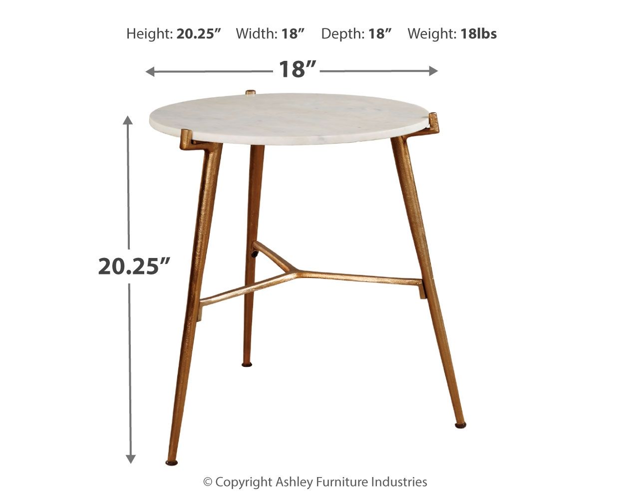 Chadton - White / Gold Finish - Accent Table Ashley Furniture 