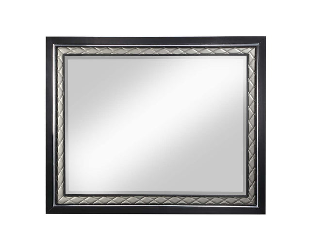 Nicola - Mirror - Silver PU & Black Finish ACME 