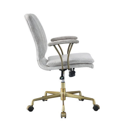 Damir - Office Chair - Vintage White Top Grain Leather & Chrome ACME 