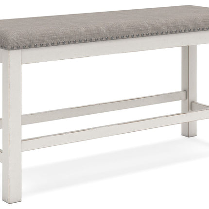 Robbinsdale - Antique White - Dbl Counter Height Upholstered Dining Bench - Tony's Home Furnishings