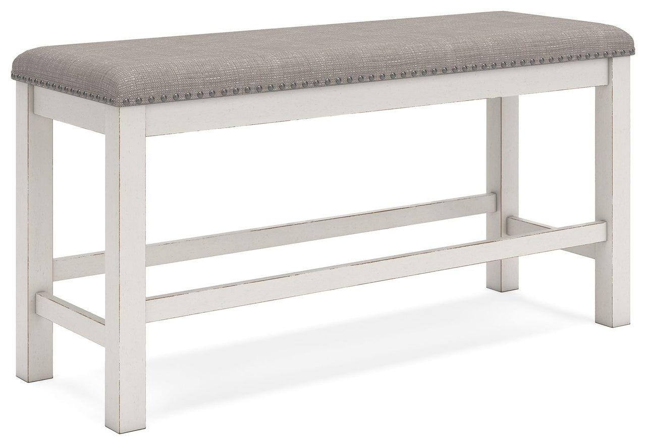 Robbinsdale - Antique White - Dbl Counter Height Upholstered Dining Bench - Tony's Home Furnishings