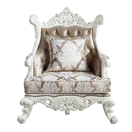 Vanaheim - Chair - Fabric & Antique White Finish ACME 