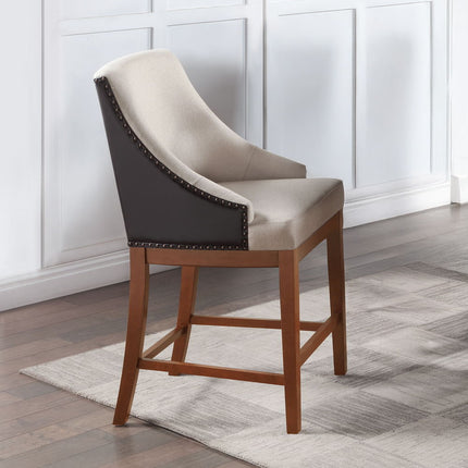 Gilsea - Counter Height Chair (Set of 2) - Fabric, Brown Synthetic Leather & Brown ACME 