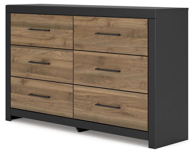 Vertani - Black / Honey Brown - Six Drawer Dresser Signature Design by Ashley® 