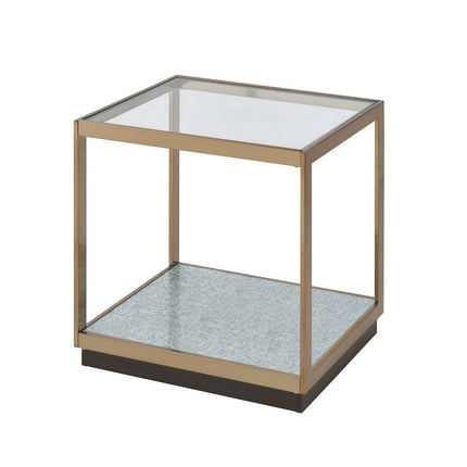 Kaia - End Table - Glass & Gold - Tony's Home Furnishings