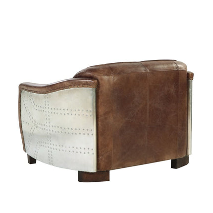 Brancaster - Loveseat - Retro Brown Top Grain Leather & Aluminum ACME 