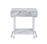Wither - Accent Table - White Printed Faux Marble & Chrome Finish - Tony's Home Furnishings
