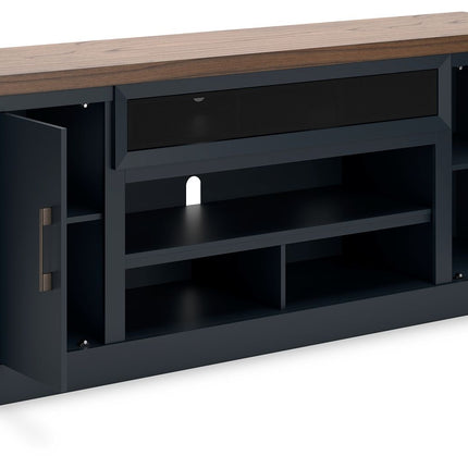 Landocken - Brown / Blue - Xl TV Stand W/Fireplace Option Signature Design by Ashley® 