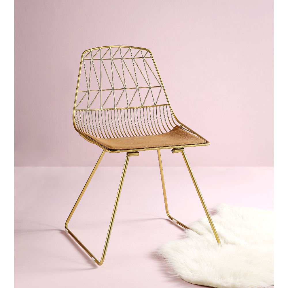 Fantasia - Side Chair (Set of 2) - Whiskey PU & Gold - Tony's Home Furnishings