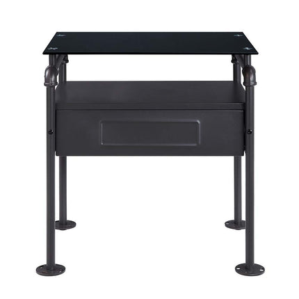 Nicipolis - Nightstand - Glass & Sandy Gray ACME 