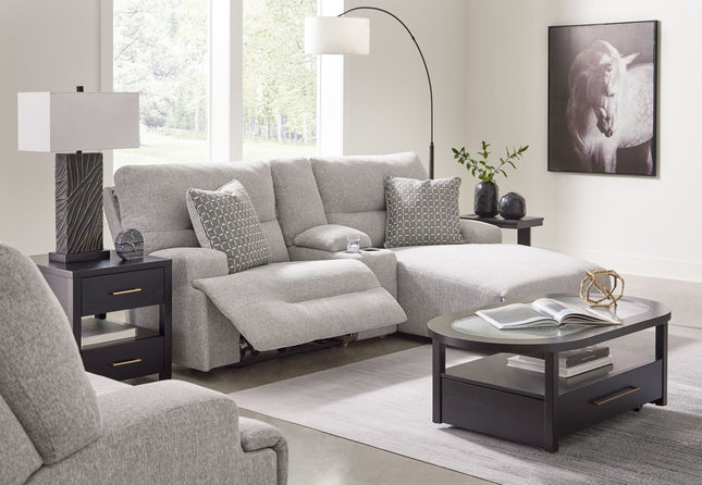 Acklen Place - Pewter - 4 Pc. - 3-Piece Power Reclining Sectional Sofa With Raf Chaise, Wide Seat Power Recliner Signature Design by Ashley® 