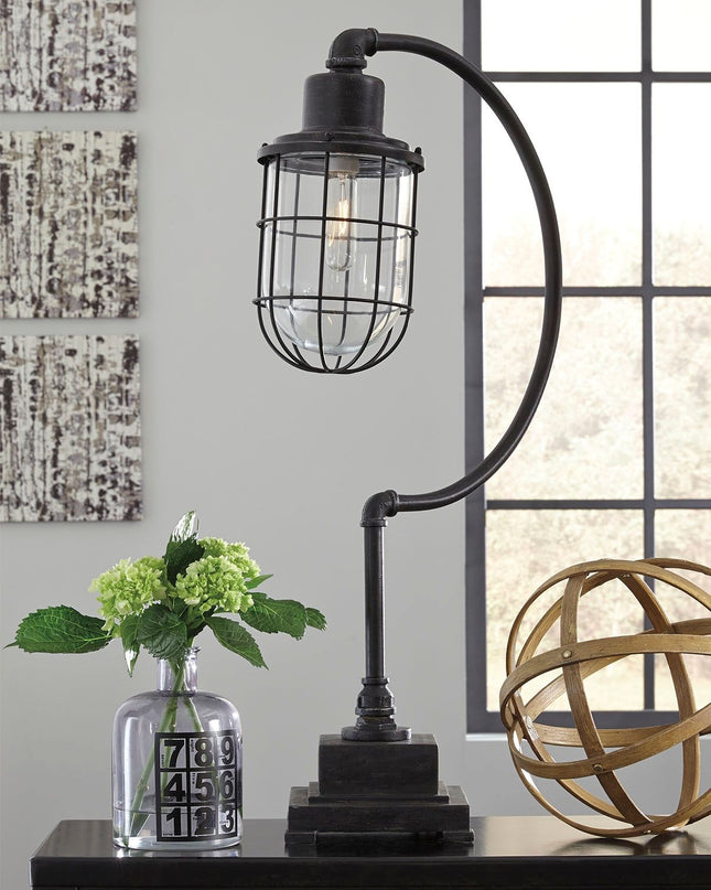 Jae - Antique Black - Metal Desk Lamp Ashley Furniture 