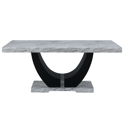 Caralin - Dining Table - Engineered Stone & Black Finish ACME 