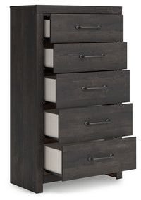 Hollivern - Dark Gray - Five Drawer Chest - Tony's Home Furnishings