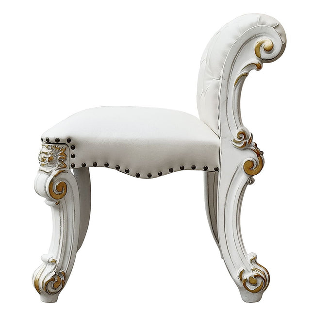 Vendome - Vanity Stool - Beige PU & Antique Silver Finish ACME 