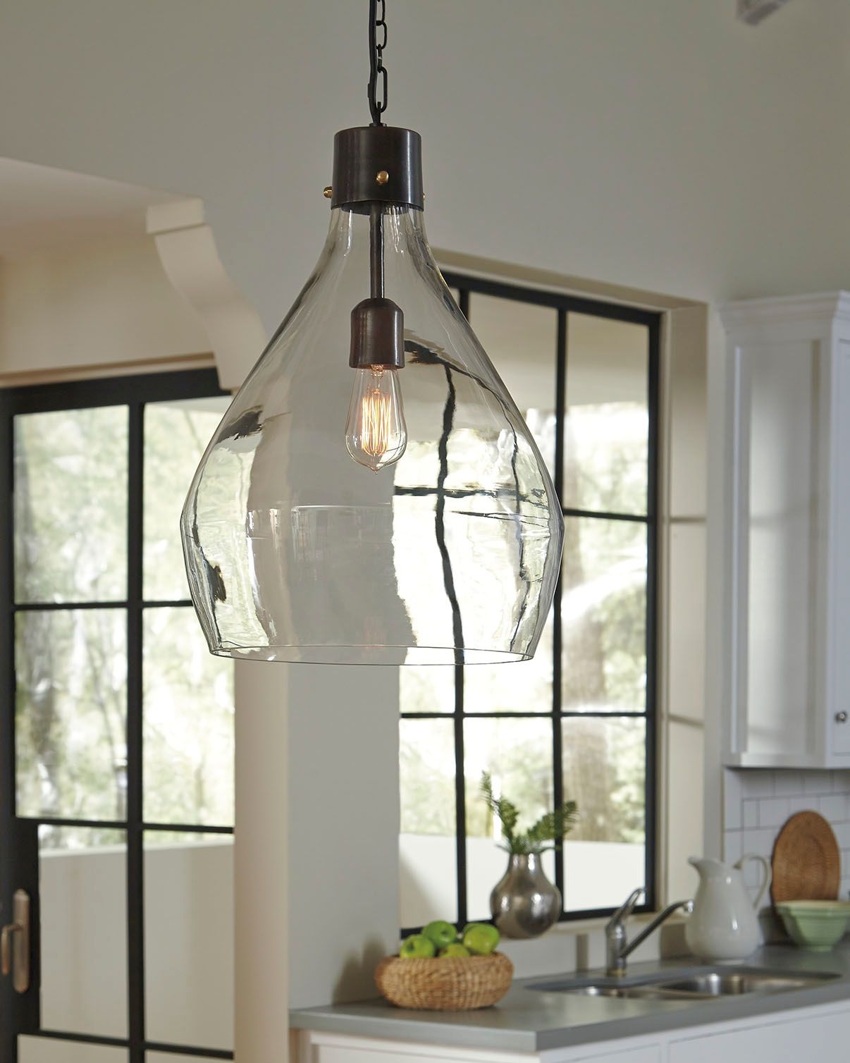 Avalbane - Clear / Gray - Glass Pendant Light - Tony's Home Furnishings