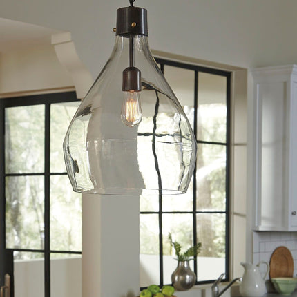 Avalbane - Clear / Gray - Glass Pendant Light Ashley Furniture 