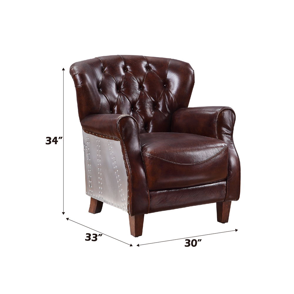 Brancaster - Accent Chair - Vintage Brown & Aluminum - Tony's Home Furnishings