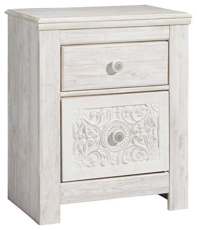 Paxberry - Whitewash - Two Drawer Night Stand Ashley Furniture 