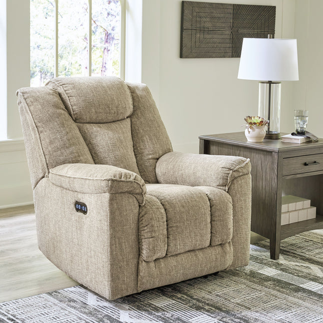 Hindmarsh - Stone - Power Recliner/ Adj Headrest Signature Design by Ashley® 