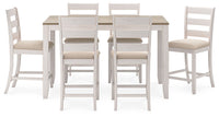 Thumbnail for Skempton - White / Light Brown - Counter Height Dining Table And Bar Stools (Set of 7) - Tony's Home Furnishings