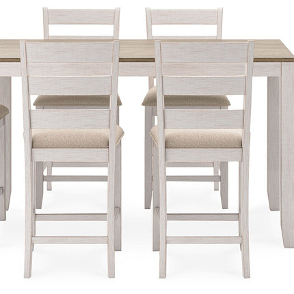 Skempton - White / Light Brown - Counter Height Dining Table And Bar Stools (Set of 7) Signature Design by Ashley® 