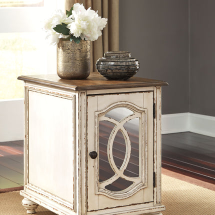 Realyn - White / Brown - Chair Side End Table - Insert Mirror Ashley Furniture 