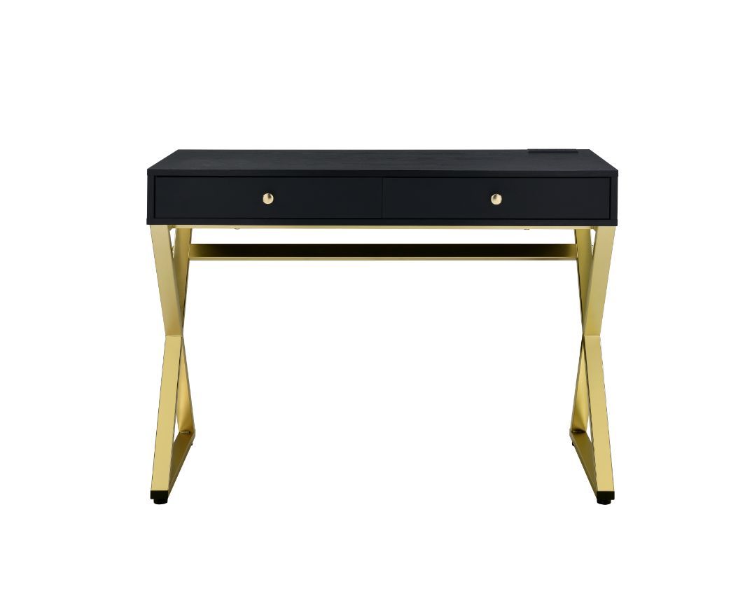 Coleen - Desk - Black & Brass Finish - Tony's Home Furnishings