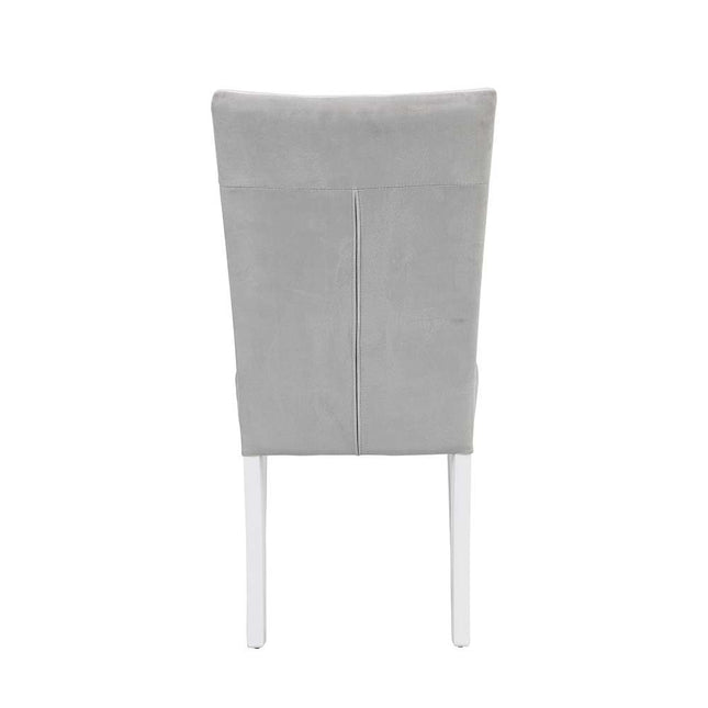 Elizaveta - Side Chair (Set of 2) - Gray Velvet, Faux Crystal Diamonds &White High Gloss Finish ACME 